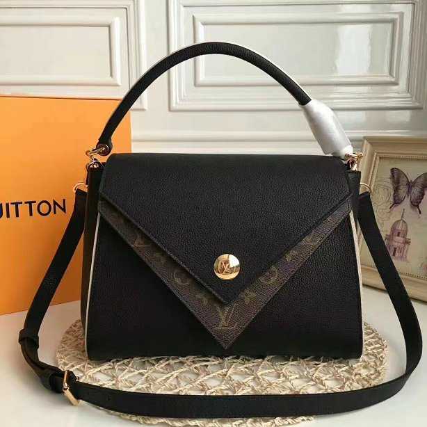 2017 newest Louis Vuitton Outlet original leather double V bag M54439 black