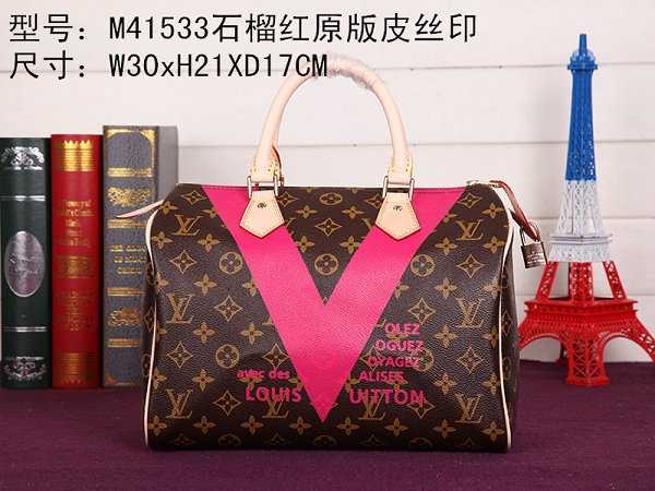 2015 Louis Vuitton Outlet speedy 30 monogram V M41533 rose red