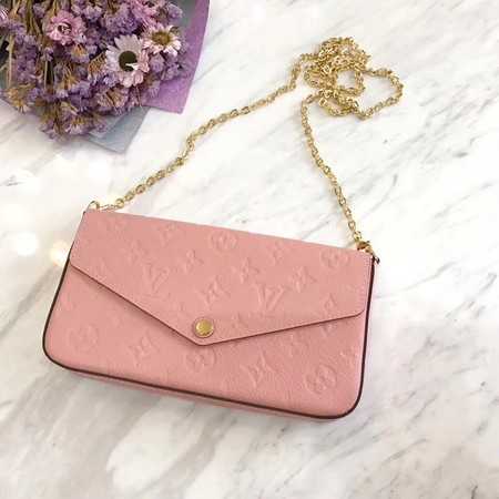 Louis Vuitton Outlet Original pochette felicie monogram empreinte shoulder bag M64064 pink