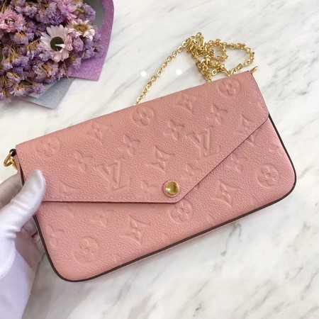 Louis Vuitton Outlet Original pochette felicie monogram empreinte shoulder bag M64064 pink