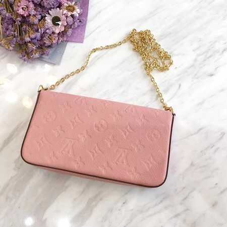 Louis Vuitton Outlet Original pochette felicie monogram empreinte shoulder bag M64064 pink