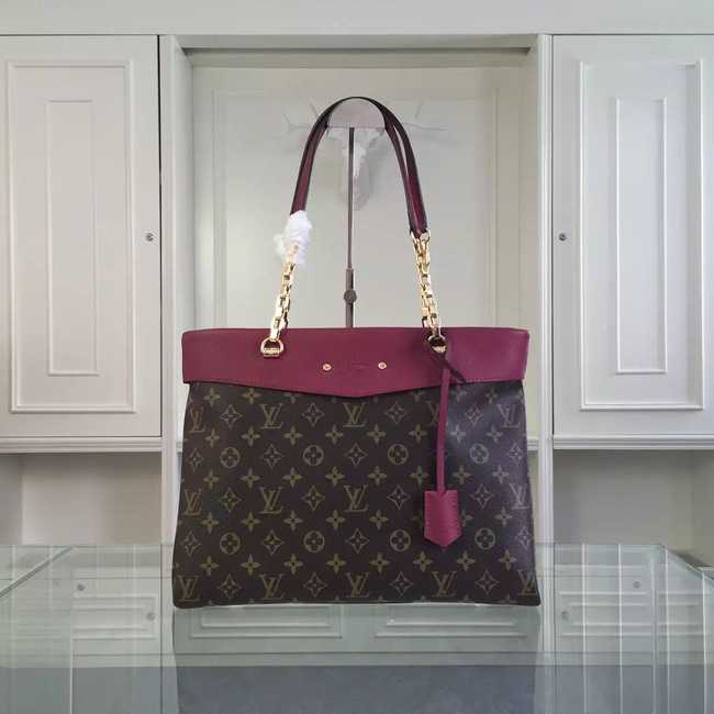 Louis Vuitton Outlet Monogram Canvas Pallas Shopper M51197 Burgundy