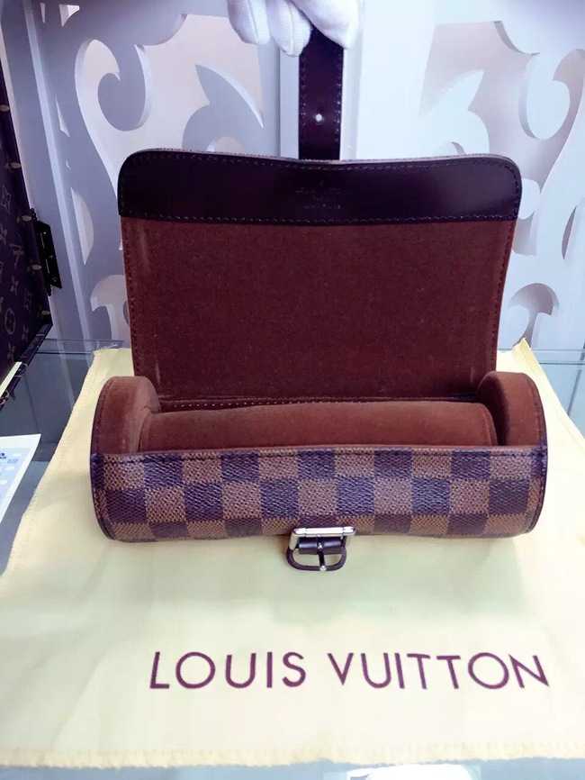 Louis Vuitton Outlet Damier Ebene Canvas 3 Watch Case M47530