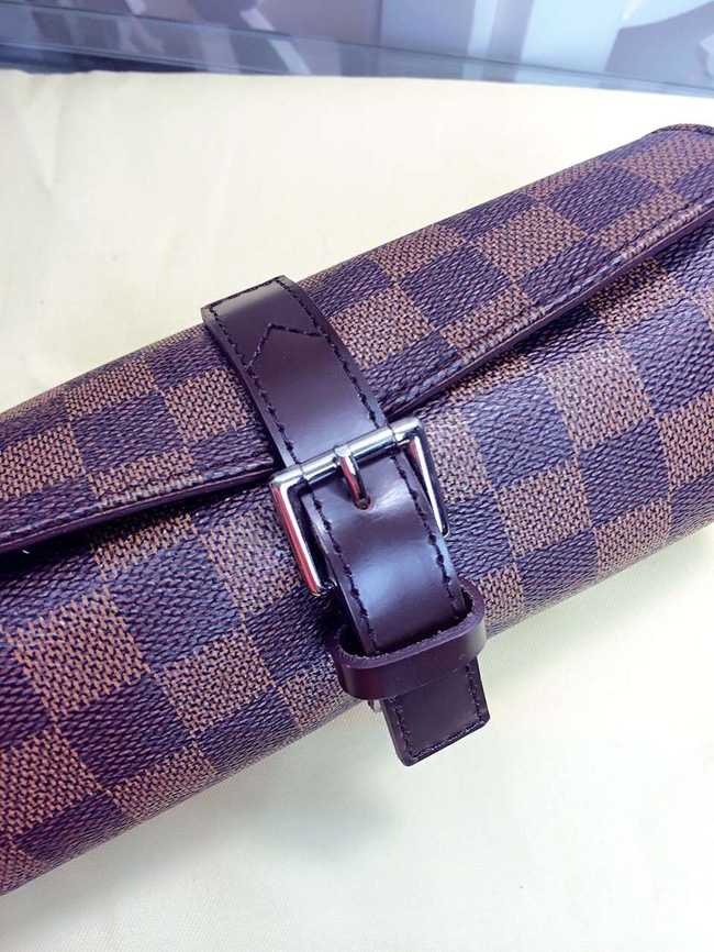 Louis Vuitton Outlet Damier Ebene Canvas 3 Watch Case M47530