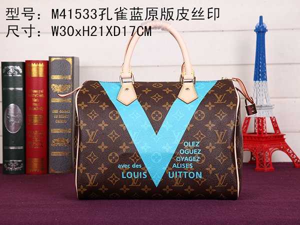 2015 Louis Vuitton Outlet speedy 30 monogram V M41533 blue