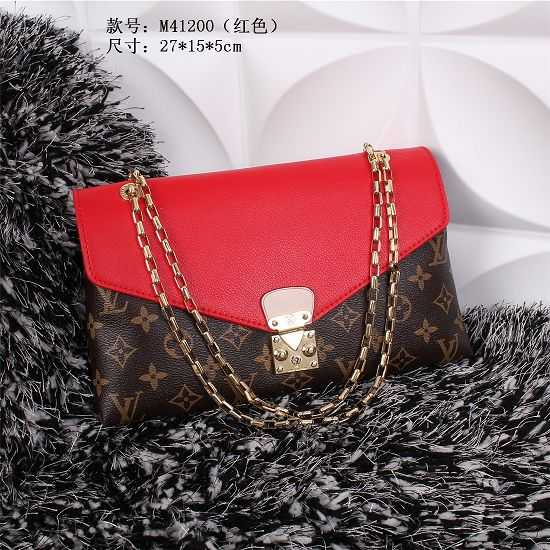 2015 Louis Vuitton Outlet Canvas Pallas Chain Aurore Bag 41200 Red