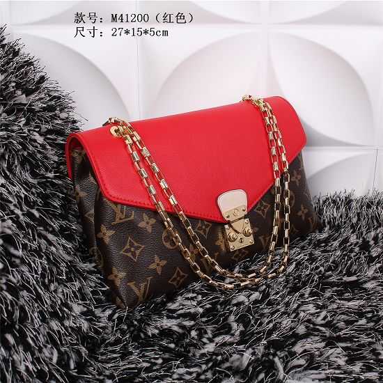 2015 Louis Vuitton Outlet Canvas Pallas Chain Aurore Bag 41200 Red