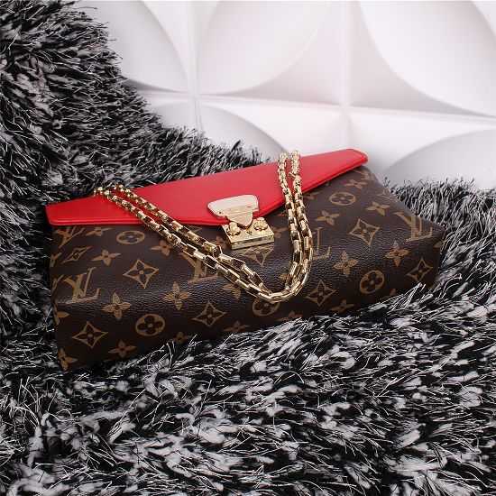 2015 Louis Vuitton Outlet Canvas Pallas Chain Aurore Bag 41200 Red