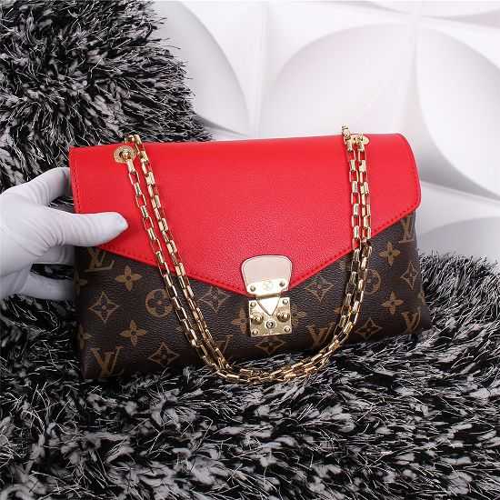 2015 Louis Vuitton Outlet Canvas Pallas Chain Aurore Bag 41200 Red