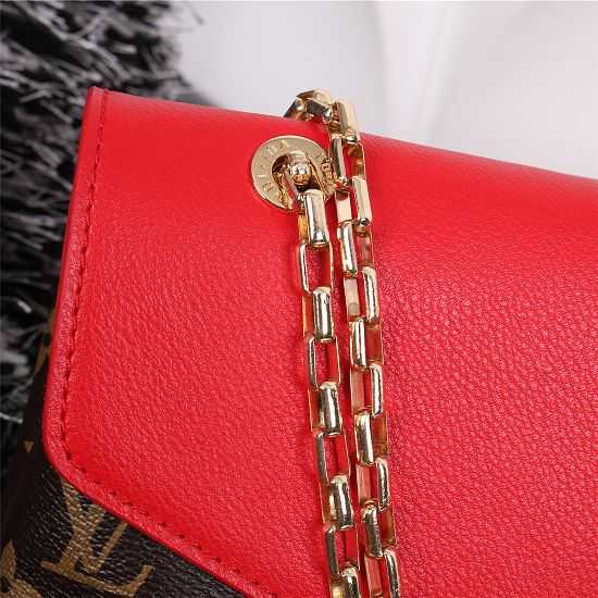 2015 Louis Vuitton Outlet Canvas Pallas Chain Aurore Bag 41200 Red