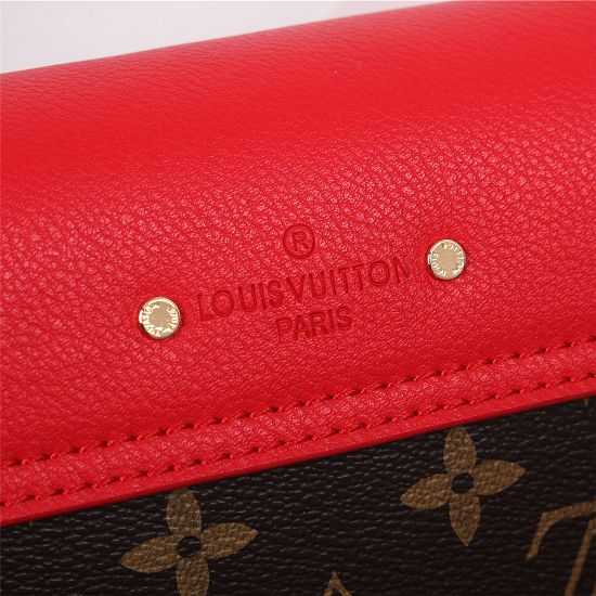 2015 Louis Vuitton Outlet Canvas Pallas Chain Aurore Bag 41200 Red