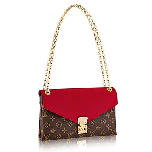 2015 Louis Vuitton Outlet Canvas Pallas Chain Aurore Bag 41200 Red