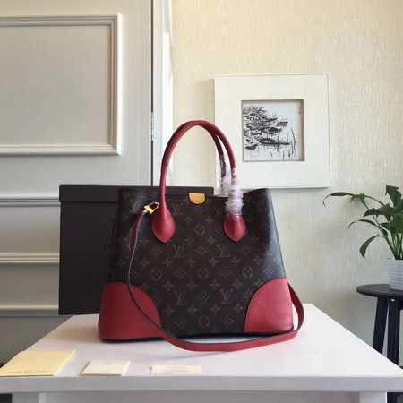 Louis Vuitton Outlet original Leather Monogram Canvas Tote Bag M41596 red