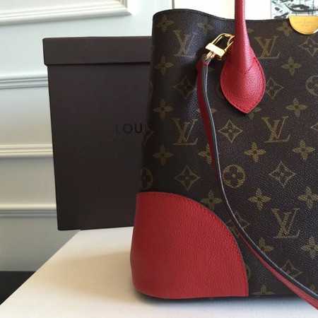 Louis Vuitton Outlet original Leather Monogram Canvas Tote Bag M41596 red