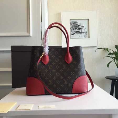 Louis Vuitton Outlet original Leather Monogram Canvas Tote Bag M41596 red