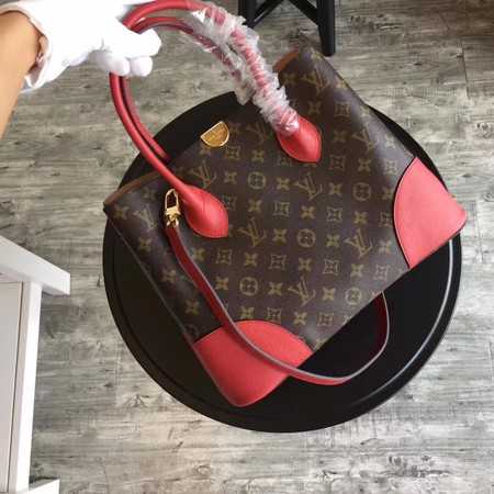 Louis Vuitton Outlet original Leather Monogram Canvas Tote Bag M41596 red