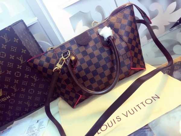 Louis Vuitton Outlet Damier Ebene Canvas Tote Bag M41551 Red