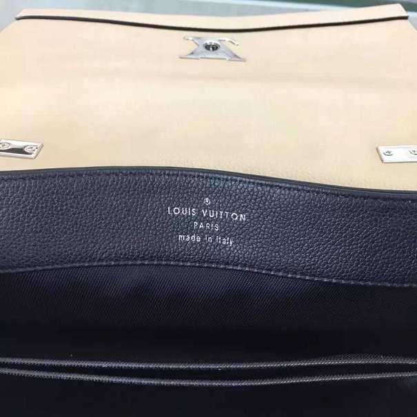 2015 Louis Vuitton Outlet soft calf leather lockme II M50252 black&apricot(original leather)