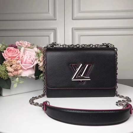 Louis Vuitton Outlet TWIST Original leather Shoulder Bag M50280 black with rose