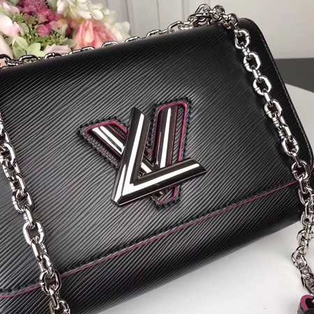 Louis Vuitton Outlet TWIST Original leather Shoulder Bag M50280 black with rose