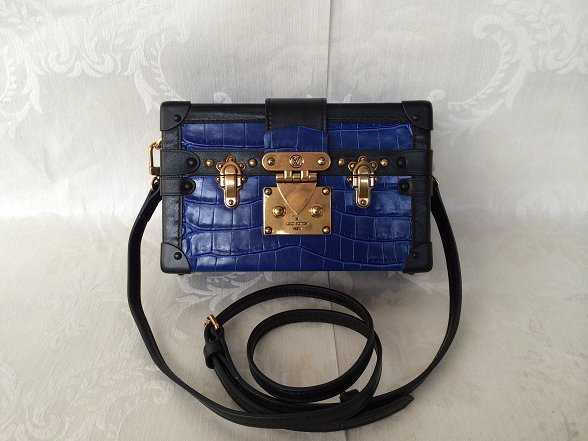 2015 Louis Vuitton Outlet petite malle bag crocodile M50013 royal blue(original leather)