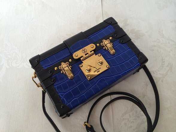 2015 Louis Vuitton Outlet petite malle bag crocodile M50013 royal blue(original leather)