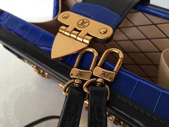 2015 Louis Vuitton Outlet petite malle bag crocodile M50013 royal blue(original leather)