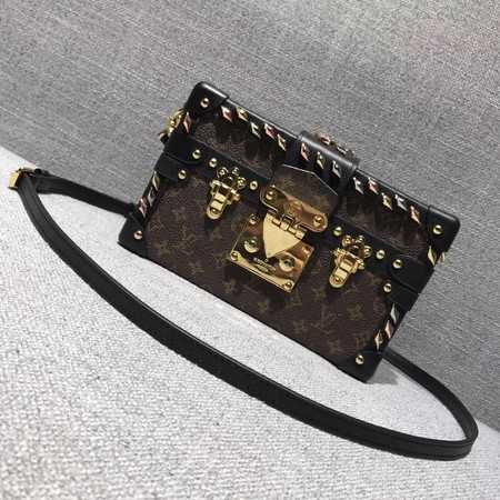 Louis Vuitton Outlet Petite Malle Monogram Canvas Bag 40273 black