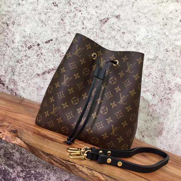 2017 Louis Vuitton Outlet monogram canvas original bag neonoe M44020 black