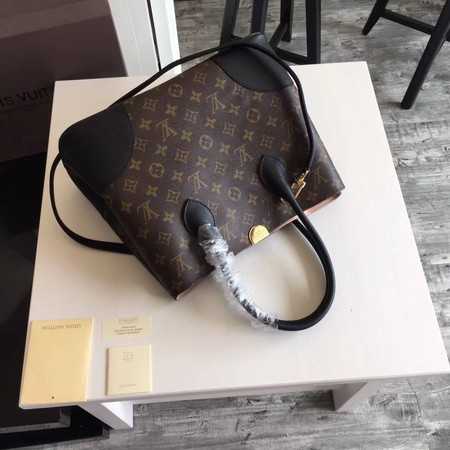 Louis Vuitton Outlet original Leather Monogram Canvas Tote Bag M41596 black