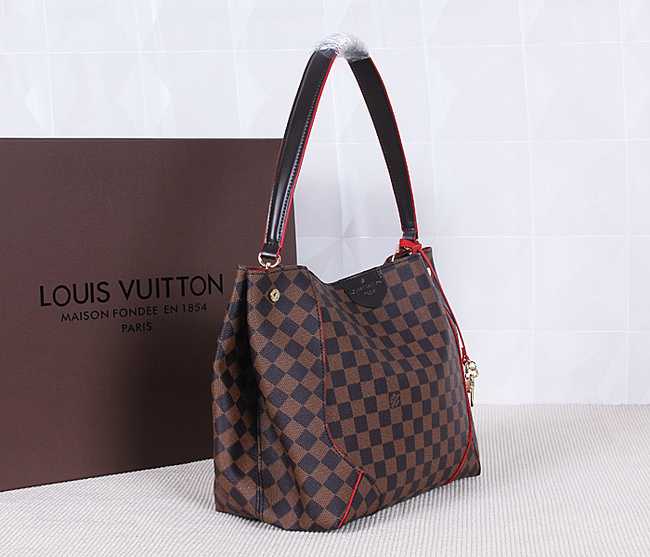 Louis Vuitton Outlet Monogram Damier Ebene Canvas Caissa HOBO Bag 41555 Red