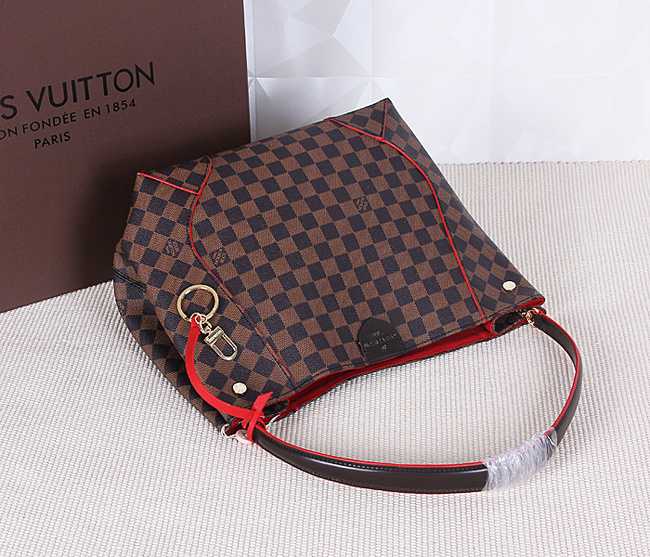 Louis Vuitton Outlet Monogram Damier Ebene Canvas Caissa HOBO Bag 41555 Red