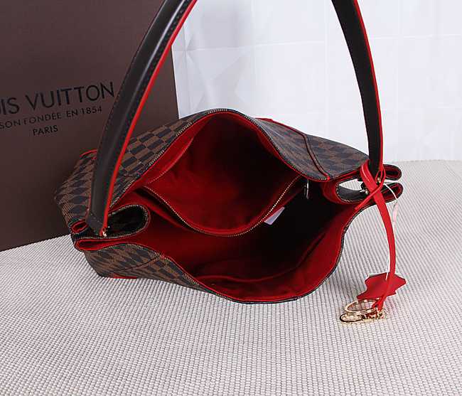 Louis Vuitton Outlet Monogram Damier Ebene Canvas Caissa HOBO Bag 41555 Red