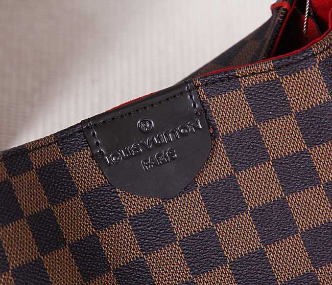 Louis Vuitton Outlet Monogram Damier Ebene Canvas Caissa HOBO Bag 41555 Red