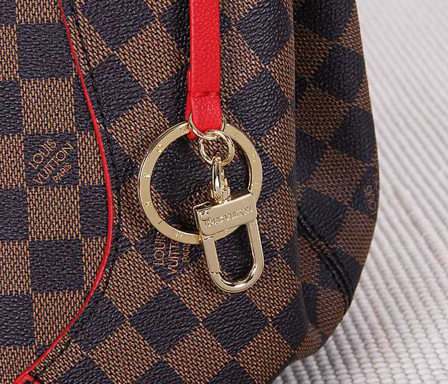 Louis Vuitton Outlet Monogram Damier Ebene Canvas Caissa HOBO Bag 41555 Red