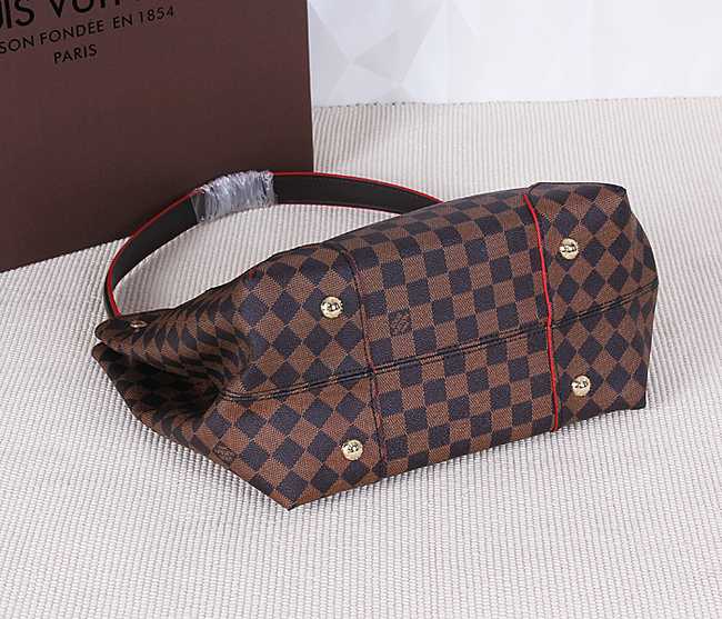 Louis Vuitton Outlet Monogram Damier Ebene Canvas Caissa HOBO Bag 41555 Red