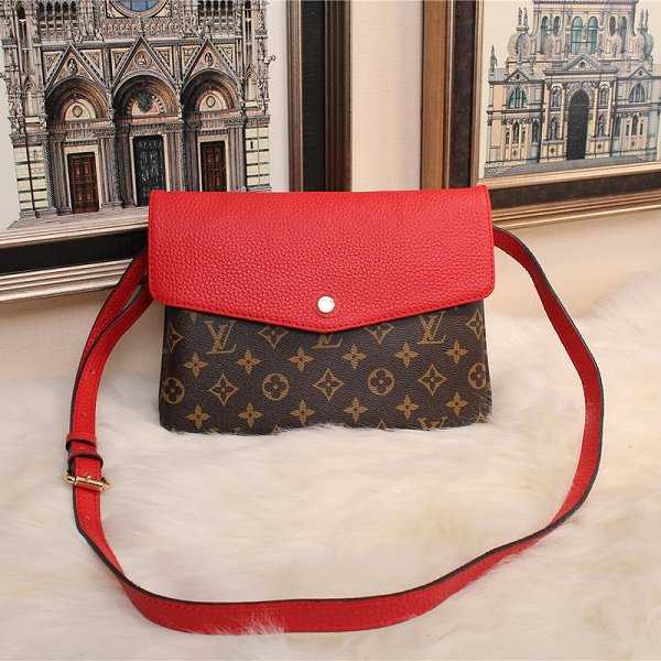 Hot 2015 louis vuiton monogram&calfskin twinset m50184 red