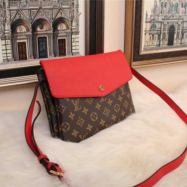 Hot 2015 louis vuiton monogram&calfskin twinset m50184 red