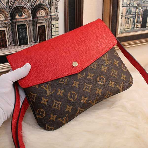 Hot 2015 louis vuiton monogram&calfskin twinset m50184 red