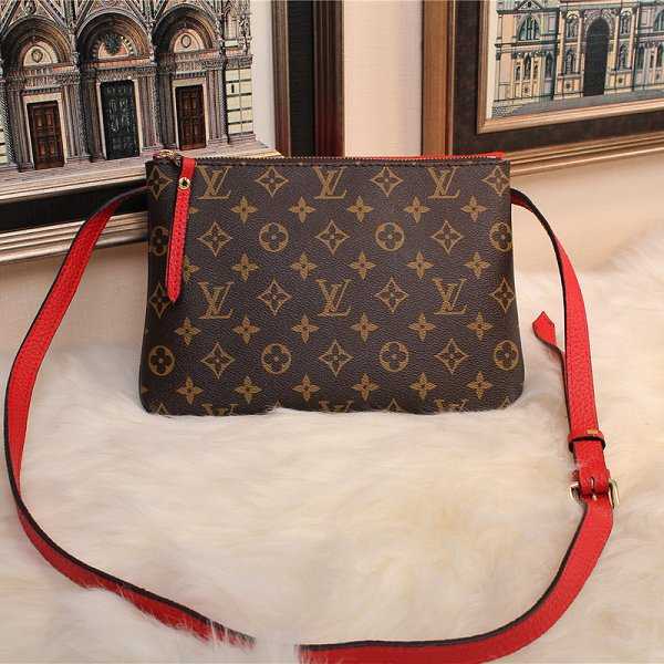 Hot 2015 louis vuiton monogram&calfskin twinset m50184 red