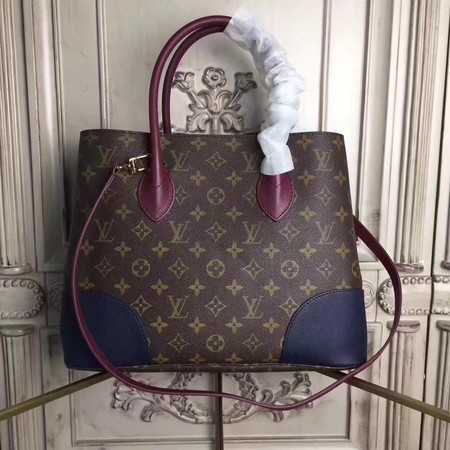 Louis Vuitton Outlet original Leather Monogram Canvas Tote Bag M41597 blue