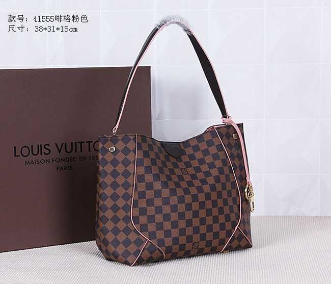 Louis Vuitton Outlet Monogram Damier Ebene Canvas Caissa HOBO Bag 41555 Pink