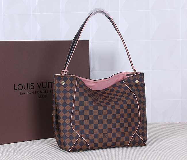 Louis Vuitton Outlet Monogram Damier Ebene Canvas Caissa HOBO Bag 41555 Pink