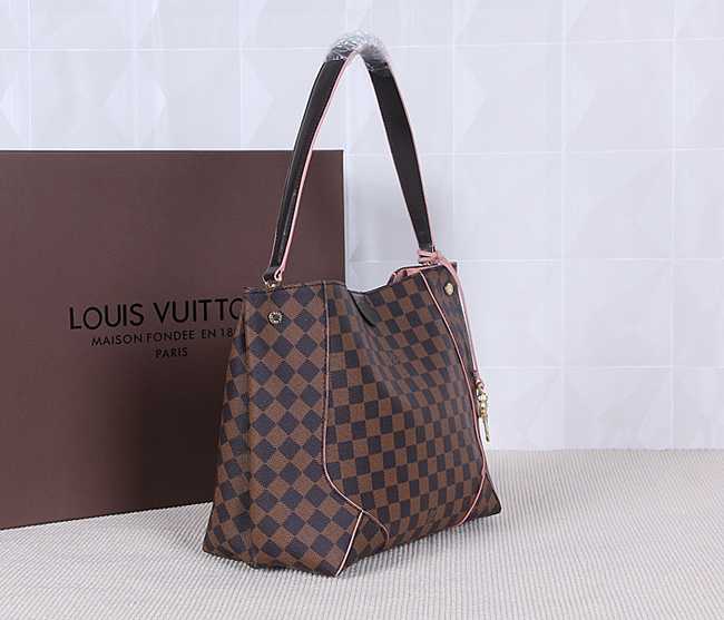 Louis Vuitton Outlet Monogram Damier Ebene Canvas Caissa HOBO Bag 41555 Pink