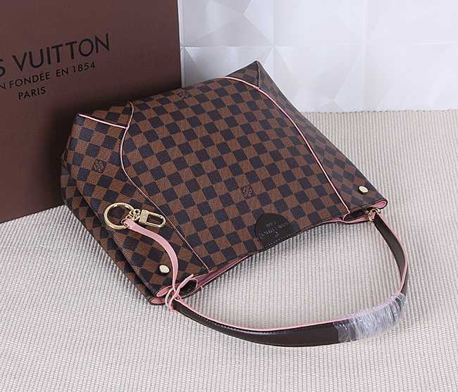 Louis Vuitton Outlet Monogram Damier Ebene Canvas Caissa HOBO Bag 41555 Pink