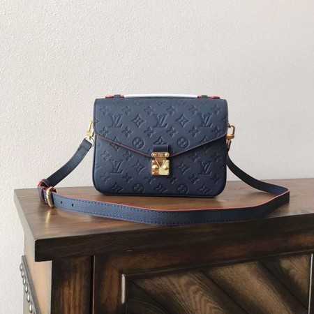 Louis Vuitton Outlet original Monogram Empreinte Tote Bag M41486 Blue with red