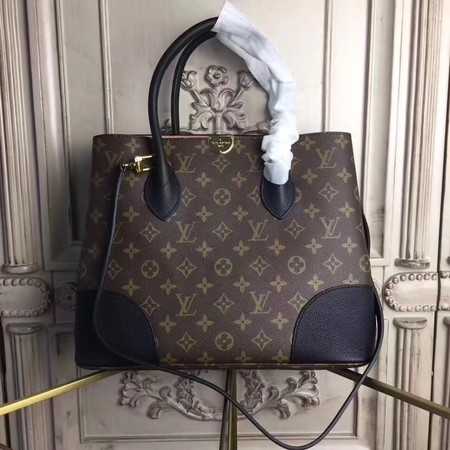 Louis Vuitton Outlet original Leather Monogram Canvas Tote Bag M41597 black