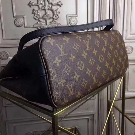 Louis Vuitton Outlet original Leather Monogram Canvas Tote Bag M41597 black