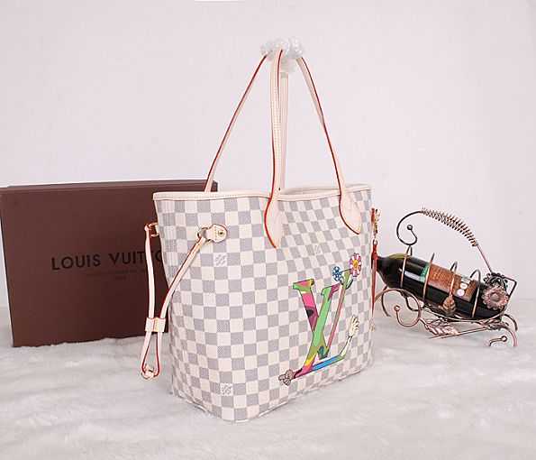 2014 Louis Vuitton Outlet damier azur canvas neverfull mm n51107