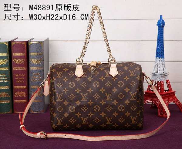 2015 Louis Vuitton Outlet Monogram Canvas Speedy 30 with chain M48892